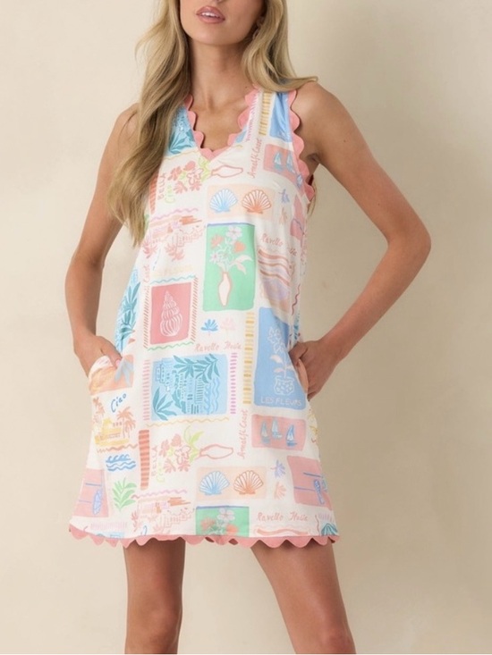 Prosperina Dresses & Skirts - Prosperina Seashell Dress Sleeveless Shift Dress